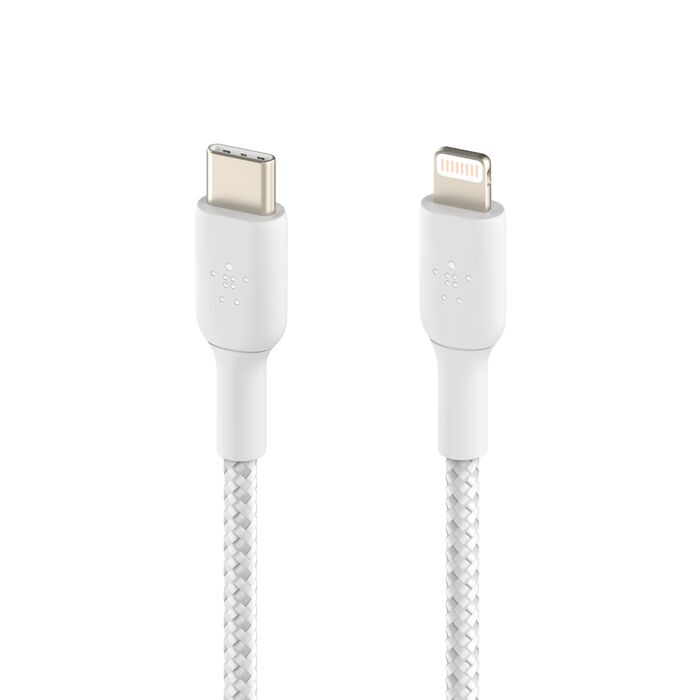 Кабель Belkin Braided USB-С to Lightning 1m White (CAA004BT1MWH)
