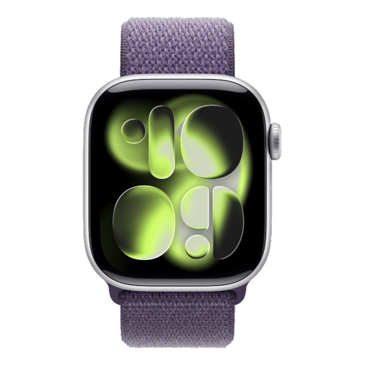Apple Watch Series 11 GPS, 42mm Silver Aluminum Case with Purple Fog Sport Loop