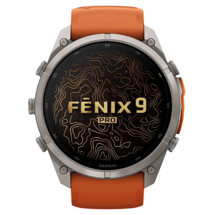 Garmin Fenix 9 Pro 51mm AMOLED Sapphire Titanium with Autumn Orange/Spark Orange Silicone Band (010-04337-05/06)