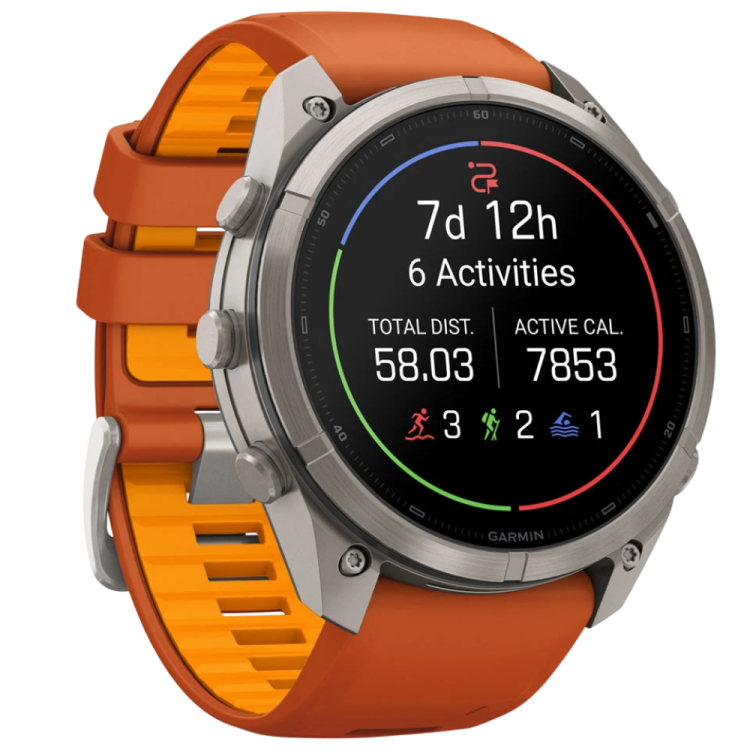 Garmin Fenix 9 Pro 51mm AMOLED Sapphire Titanium with Autumn Orange/Spark Orange Silicone Band (010-04337-05/06)