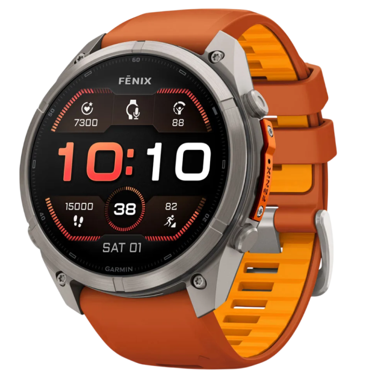 Garmin Fenix 9 Pro 51mm AMOLED Sapphire Titanium with Autumn Orange/Spark Orange Silicone Band (010-04337-05/06)