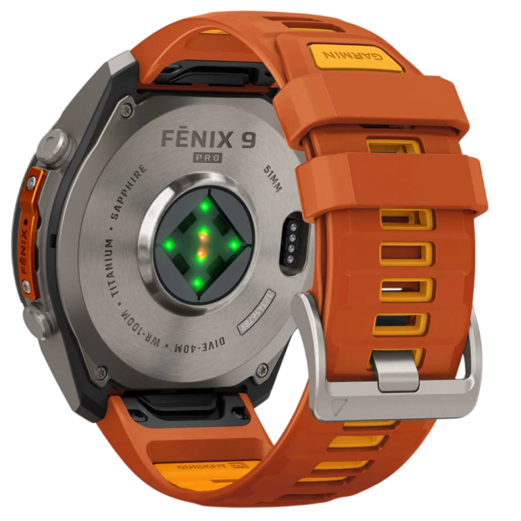 Garmin Fenix 9 Pro 51mm AMOLED Sapphire Titanium with Autumn Orange/Spark Orange Silicone Band (010-04337-05/06)