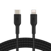 Кабель Belkin Braided USB-С to Lightning 1m Black (CAA004BT1MBK)