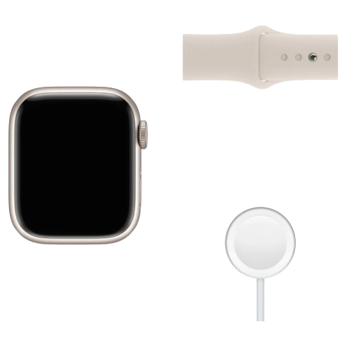 Apple Watch Series 7 45mm GPS Starlight Aluminum Case With Starlight Sport Band (MKN63)