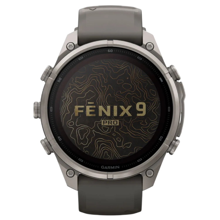 Garmin Fenix 9 Pro 47mm LTE Sapphire Solar Titanium with Pebble Gray/Silver Gray Silicone Band (010-04338-00/01)