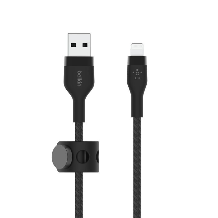Кабель Belkin Braided Silicone Lightning 1m Black (CAA010BT1MBK)