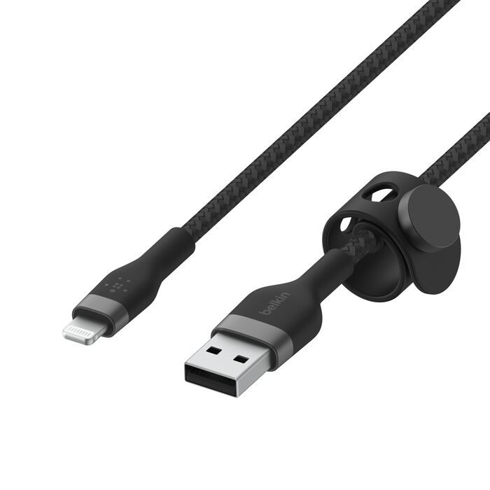Кабель Belkin Braided Silicone Lightning 1m Black (CAA010BT1MBK)