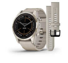 Garmin Fenix 7S Pro Sapphire Solar Soft Gold with Limestone Leather Band (010-02776-30)