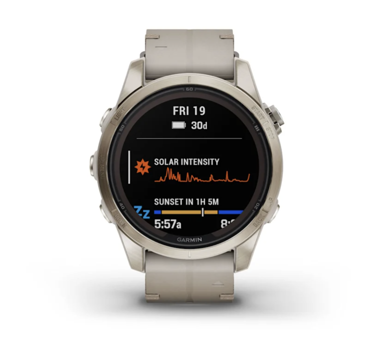 Garmin Fenix 7S Pro Sapphire Solar Soft Gold with Limestone Leather Band (010-02776-30)