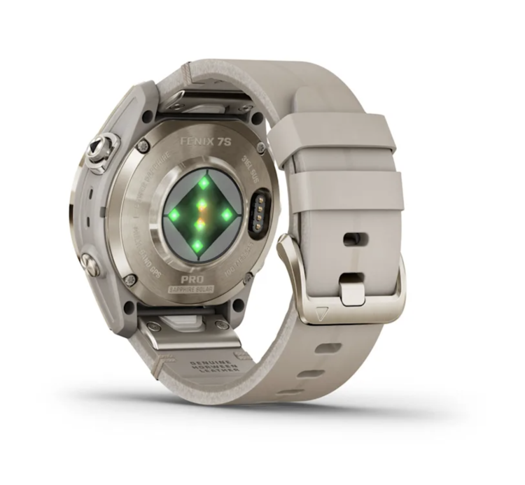 Garmin Fenix 7S Pro Sapphire Solar Soft Gold with Limestone Leather Band (010-02776-30)