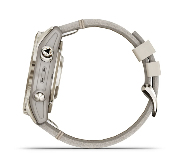 Garmin Fenix 7S Pro Sapphire Solar Soft Gold with Limestone Leather Band (010-02776-30)