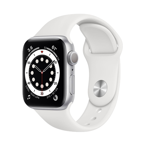 Apple Watch Series 6 44mm Silver Aluminum Case with White Sport Band (M00D3) бу