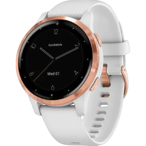 Garmin Vivoactive 4S Rose Gold Stainless Steel Bezel with White Case and Silicone Band (010-02172-23)