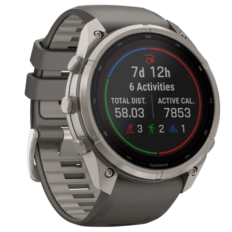 Garmin Fenix 9 Pro 51mm LTE Sapphire Solar Titanium with Pebble Gray/Silver Gray Silicone Band (010-04339-00/01)