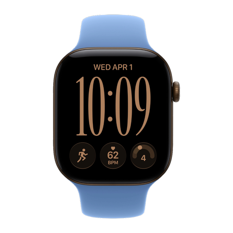 Apple Watch Series 12 GPS 46mm Dark Bronze Aluminum Case with Wildflower Blue Sport Band - S/M  