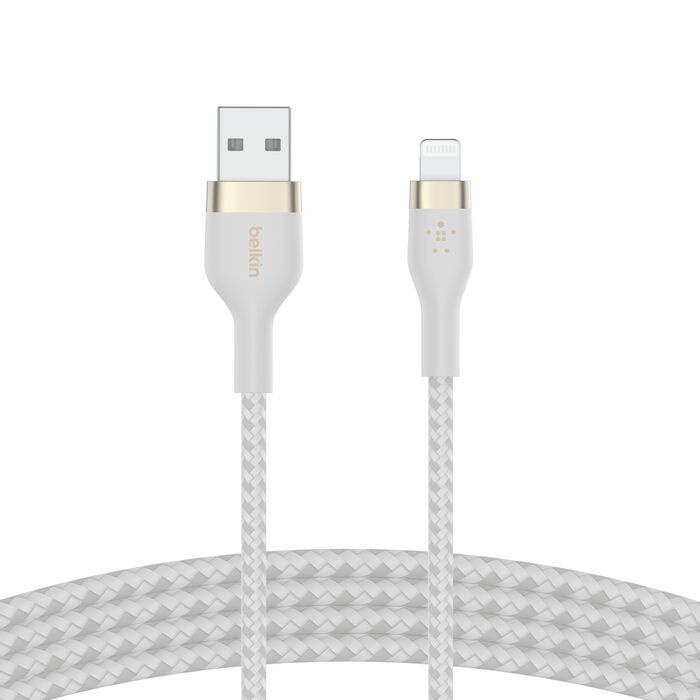 Кабель Belkin Braided Silicone Lightning 1m White (CAA010BT1MWH)