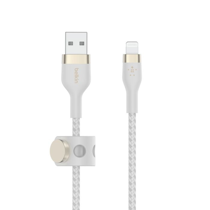 Кабель Belkin Braided Silicone Lightning 1m White (CAA010BT1MWH)