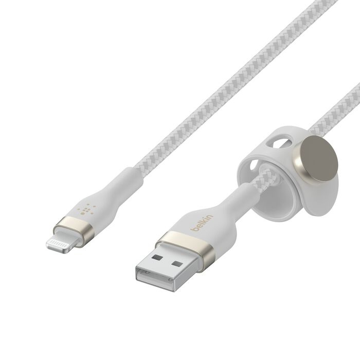 Кабель Belkin Braided Silicone Lightning 1m White (CAA010BT1MWH)