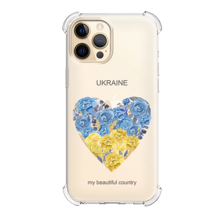 (C150) Чехол Ukraine для iPhone 13 Pro Max Heart Series (Transparent)