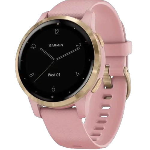 Garmin Vivoactive 4S Light Gold Stainless Steel Bezel with Dust Rose Case and Silicone Band (010-02172-33)
