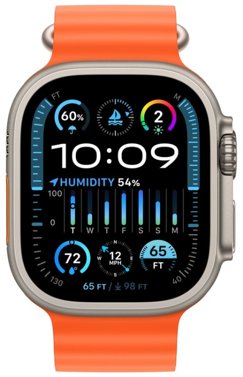 Apple Watch Ultra 2 49mm Titanium Case with Orange Ocean Band (MREH3) бу