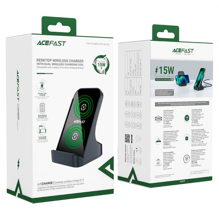 Бездротова зарядка Acefast E14 Desktop Series (Space Gray)
