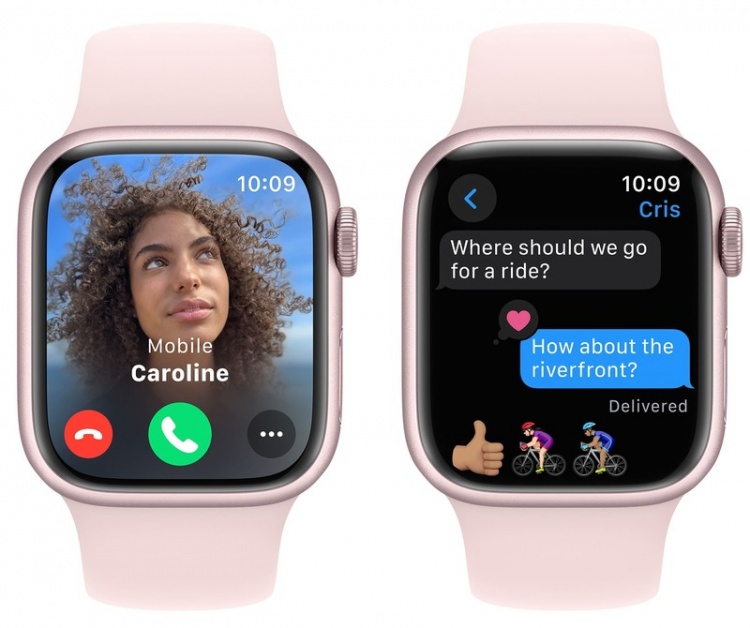 Apple Watch Series 9 45mm GPS Pink Aluminum Case with Light Pink Sport Band (S/M) MR9G3