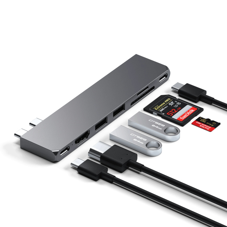 Адаптер Satechi Aluminum USB-C Pro Hub Slim Adapter (ST-HUCPHSD)