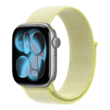 Apple Watch Series 11 GPS, 42mm Space Gray Aluminum Case with Neon Yellow Sport Loop