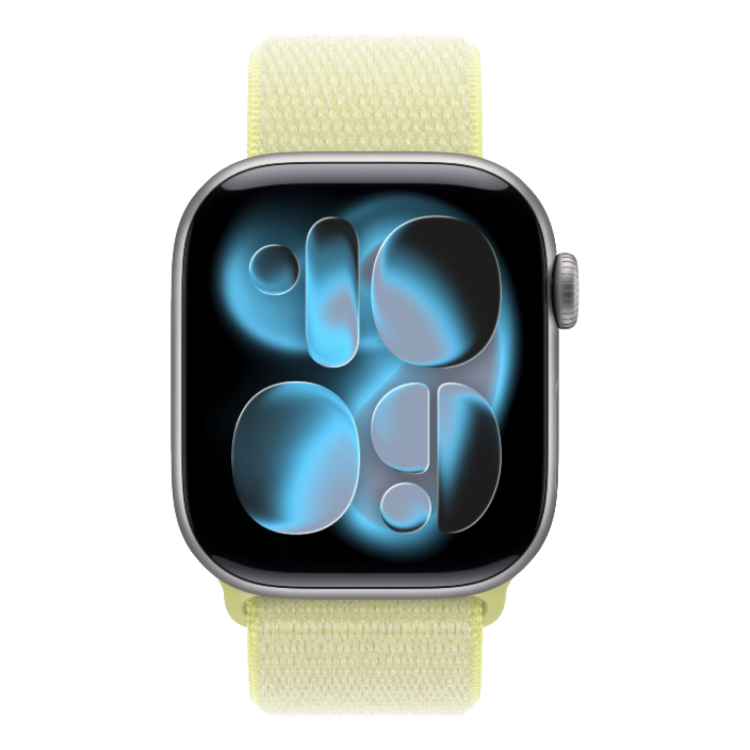 Apple Watch Series 11 GPS, 42mm Space Gray Aluminum Case with Neon Yellow Sport Loop