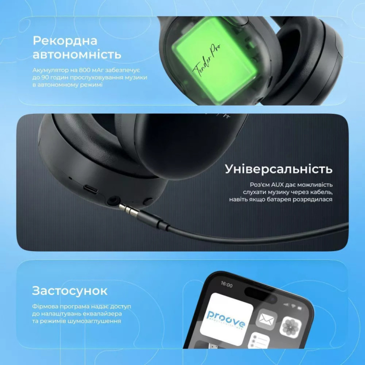 Наушники Proove Tender Pro with ANC (APP) Black