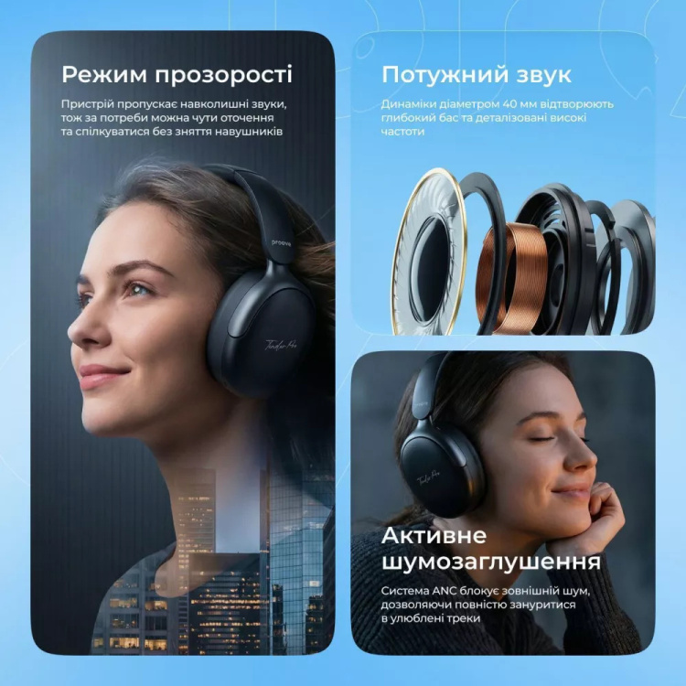Наушники Proove Tender Pro with ANC (APP) Black