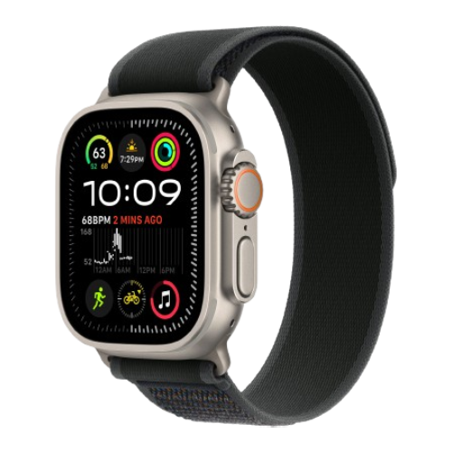 Apple Watch Ultra 2 49mm Natural Titanium Case with Black Trail Loop S/M 2024 (MXTQ3)