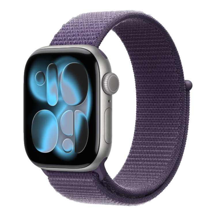 Apple Watch Series 11 GPS, 42mm Space Gray Aluminum Case with Purple Fog Sport Loop