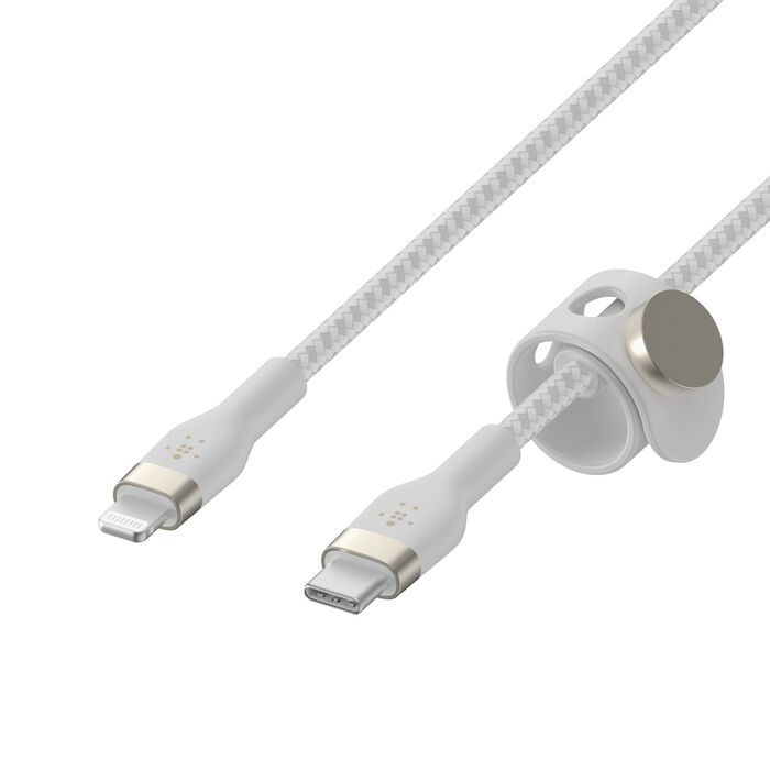 Кабель Belkin Braided Silicone USB-С to Lightning 1m White (CAA011BT1MWH)