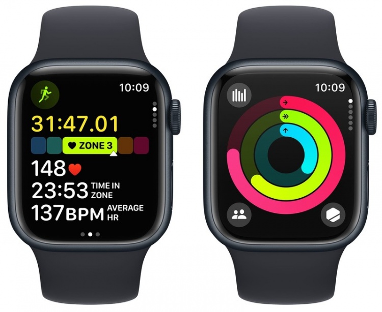 Apple Watch Series 9 45mm GPS Midnight Aluminum Case with Midnight Sport Band (S/M) MR993