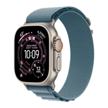 Apple Watch Ultra 3 GPS + Cellular, 49mm Natural Titanium Case with Light Blue Alpine Loop - Large (MEWP4)