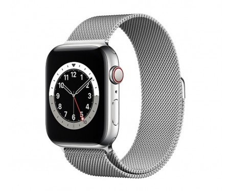 Apple Watch Series 6 GPS + Cellular 44mm Silver Stainless Steel Case with Silver Milanese Loop (M07M3/M09E3)