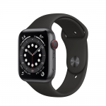 Apple Watch Series 6 GPS + Cellular 44mm Space Gray Aluminum Case with Black Sport Band (M07H3, MG2E3)