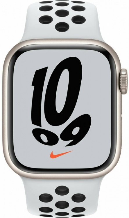 Apple Watch Nike Series 7 GPS 45mm Starlight Aluminum Case w. Pure Platinum/Black Nike Sport Band (MKNA3) бу
