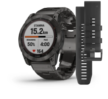Garmin Fenix 7X Sapphire Solar Carbon Grey DLC Titanium, Carbon Grey DLC Vented Titanium Band (010-02541-27)