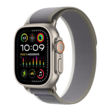Apple Watch Ultra 2 49mm Titanium Case with Green/Gray Trail Loop (S/M) (MRF33)