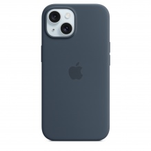 Silicone Case with MagSafe для iPhone 15 (FoxConn) (Storm Blue)
