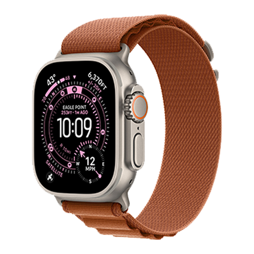 Apple Watch Ultra 3 GPS + Cellular, 49mm Natural Titanium Case with Terra Cotta Alpine Loop - Large