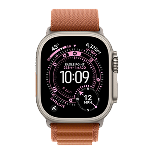 Apple Watch Ultra 3 GPS + Cellular, 49mm Natural Titanium Case with Terra Cotta Alpine Loop - Large