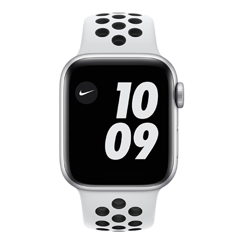 Apple Watch Nike Series 6 44mm Silver Aluminium Case with Pure Platinum Black Nike Sport Band (MG293)