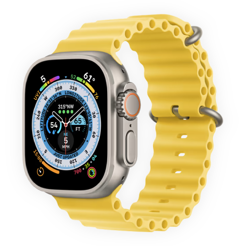 Apple Watch Ultra 49mm Titanium Case with Yellow Ocean Band (MNHG3)