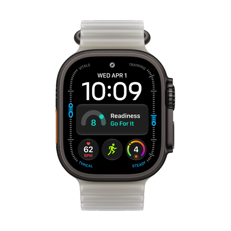 Apple Watch Ultra 4 GPS + LTE 49mm Black Titanium Case with Translucent Gray Ocean Band