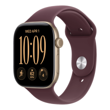 Apple Watch Series 12 GPS 46mm Light Gold Aluminum Case with Burgundy Sport Band - M/L