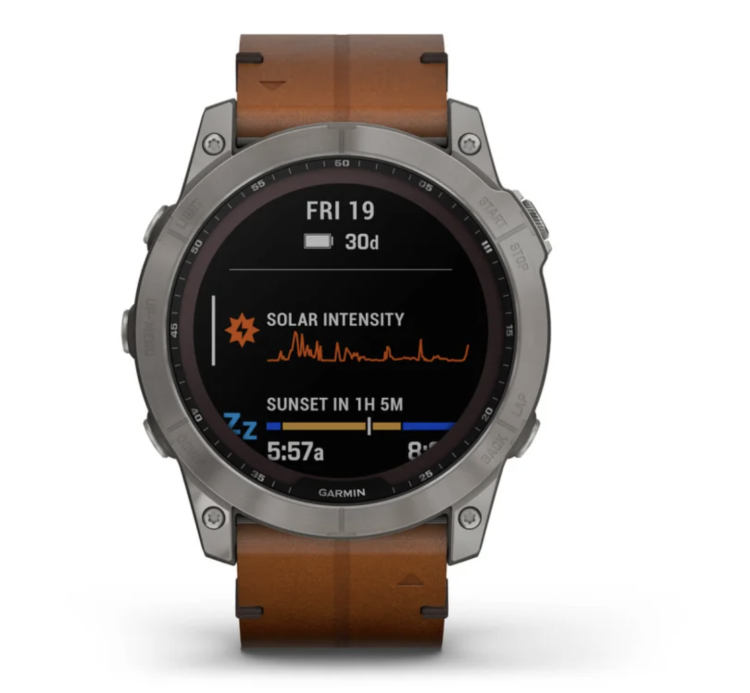 Garmin Fenix 7X Sapphire Solar Titanium with Chestnut Leather Band (010-02541-19)